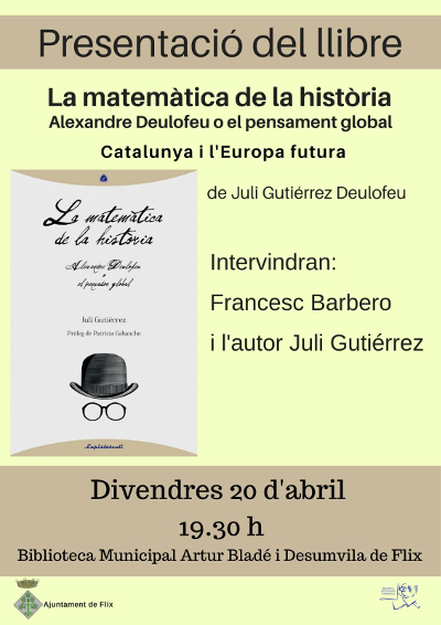 20-4-2018. Presentació del llibre de Juli Gutièrrez Deulofeu a Flix. 400x566px.