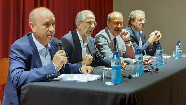 Josep Rius, Josep Mayoral, Francesc Vilaró y Ramon Font durante la presentación del ciclo.