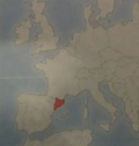 Mapa de Europa Occidental y Cataluña.