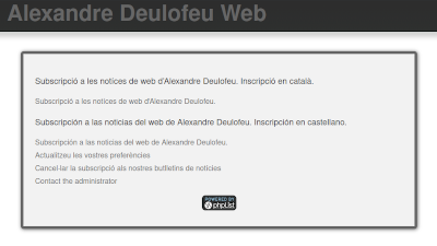 Pantalla de subscripció al web Deulofeu. Altes, baixes, modificacions. Català. Castellano.